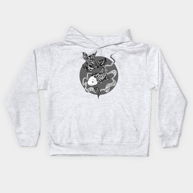 Gold fish (gray) Kids Hoodie by ckai